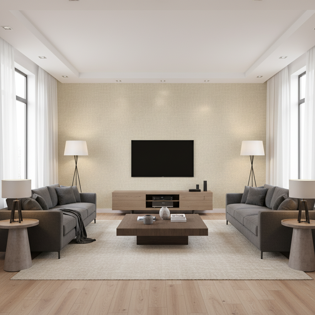 Dublin Linen -  Prism Grey By Lee Jofa | Colour Library Vii |Solid Texture Multipurpose - Living Room Room Setting