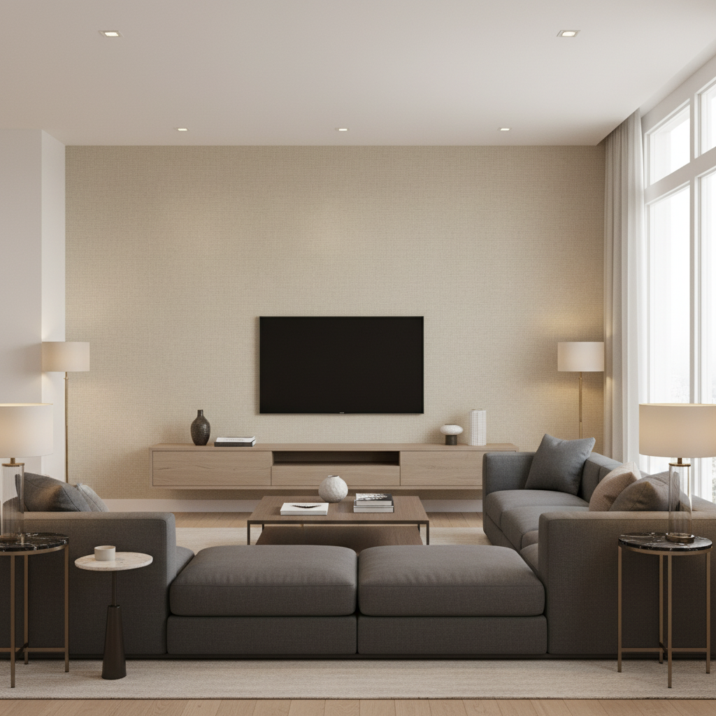 Dublin Linen - Biscuit Beige By Lee Jofa | Colour Complements Ii |Solid Texture Multipurpose - Living Room Room Setting