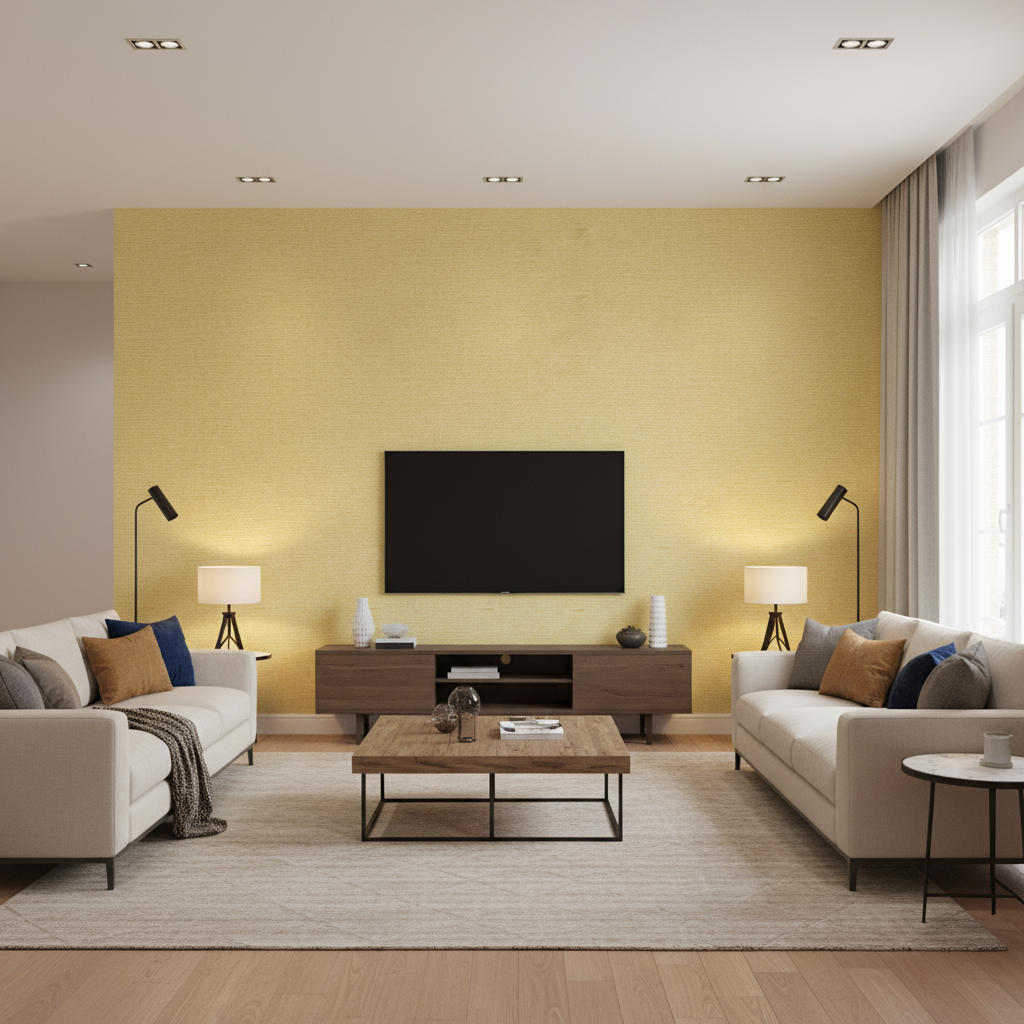 Dublin Linen - Corn Yellow By Lee Jofa | Colour Complements Ii |Solid Texture Multipurpose - Living Room Room Setting