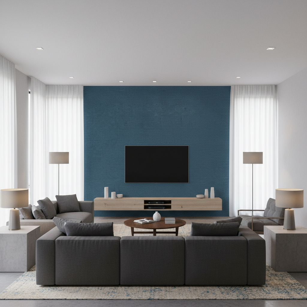 Dublin Linen - Denim Blue By Lee Jofa | Colour Complements Ii |Solid Texture Multipurpose - Living Room Room Setting