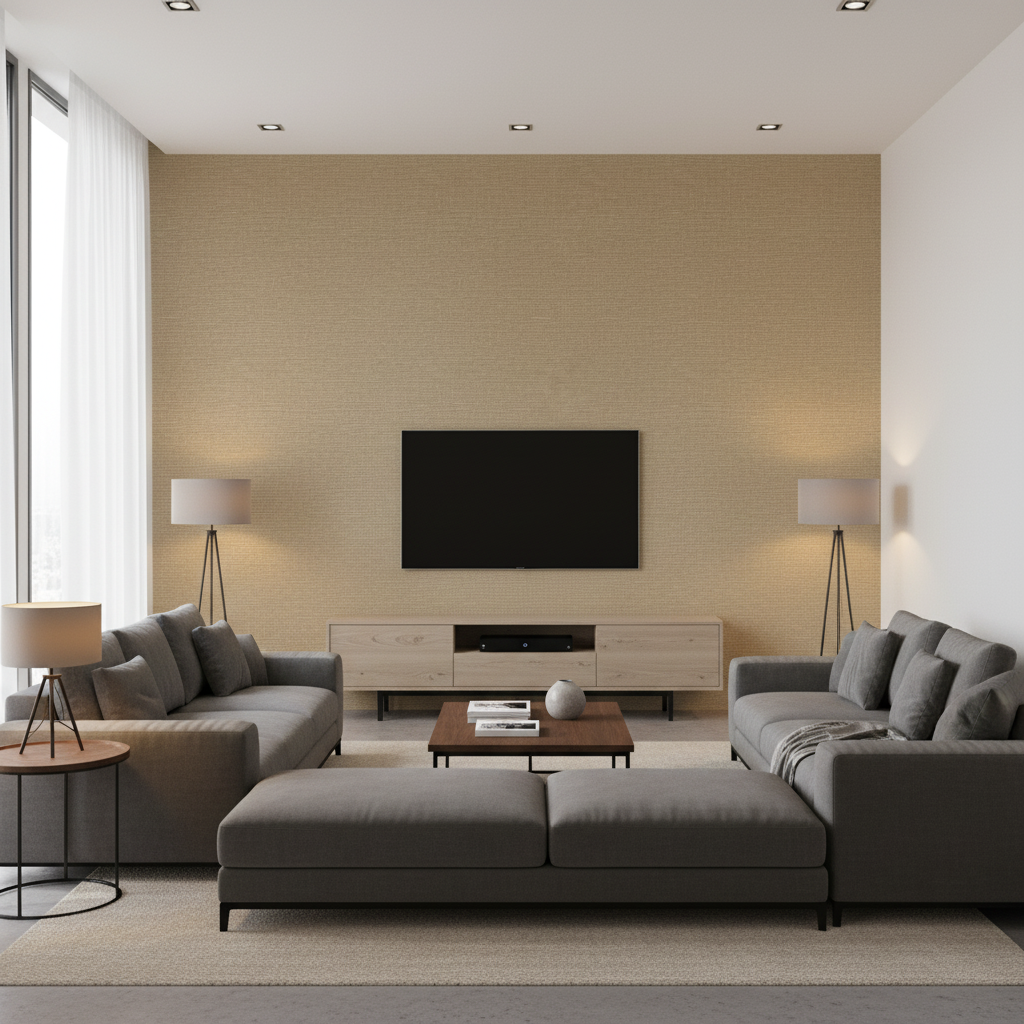 Dublin Linen - Peanut Beige By Lee Jofa | Colour Complements Ii |Solid Texture Multipurpose - Living Room Room Setting