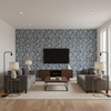 Eldora Print - Indigo Dark Blue By Lee Jofa | Breckenridge |Botanical & Floral Global Multipurpose Print - Living Room Room Setting