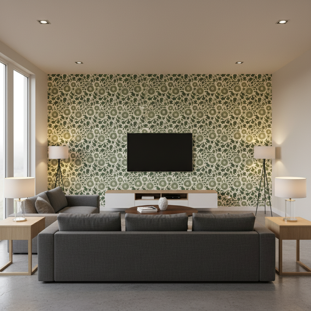 Eldora Print - Juniper/Leaf Green By Lee Jofa | Clare Prints |Botanical & Floral Global Multipurpose Print - Living Room Room Setting