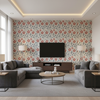 Eldora Print - Sky/Brick Blue By Lee Jofa | Clare Prints |Botanical & Floral Global Multipurpose Print - Living Room Room Setting