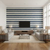 Entoto Stripe - Marine/Ivory Blue By Lee Jofa | Breckenridge |Global Stripes Upholstery - Living Room Room Setting