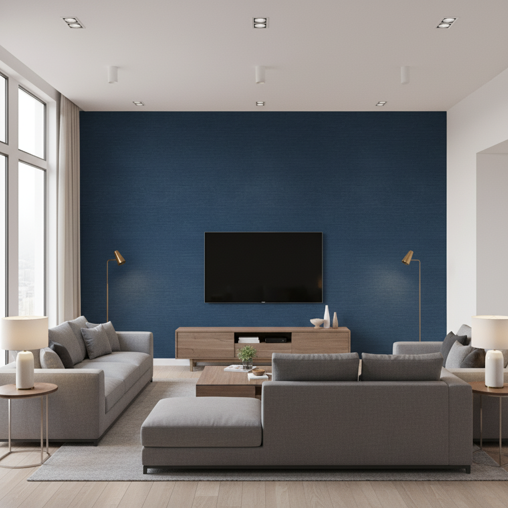 Gemma Velvet - Blue Blue By Lee Jofa | Gemma Performance Velvet | Solid Upholstery Velvet - Living Room Room Setting