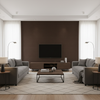 Gemma Velvet - Cocoa Chocolate By Lee Jofa | Gemma Performance Velvet | Solid Upholstery Velvet - Living Room Room Setting