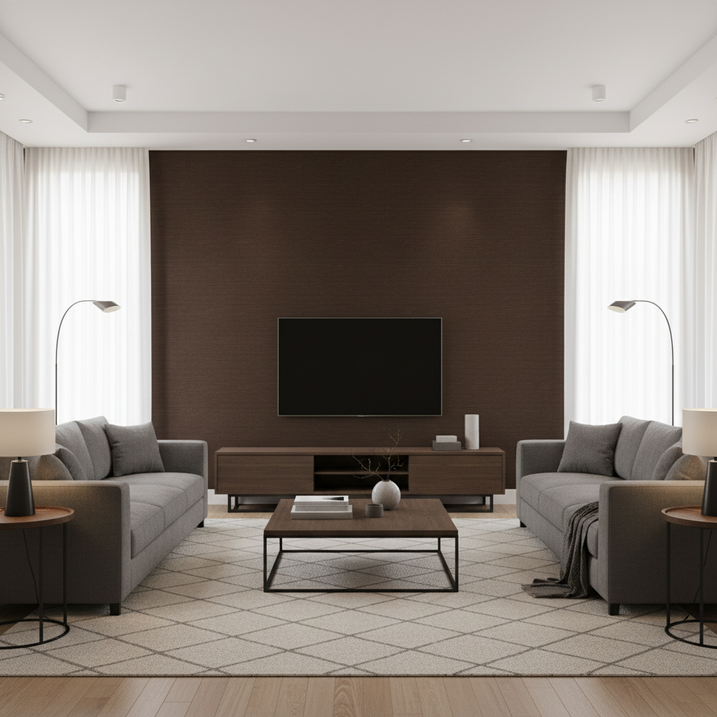 Gemma Velvet - Cocoa Chocolate By Lee Jofa | Gemma Performance Velvet | Solid Upholstery Velvet - Living Room Room Setting
