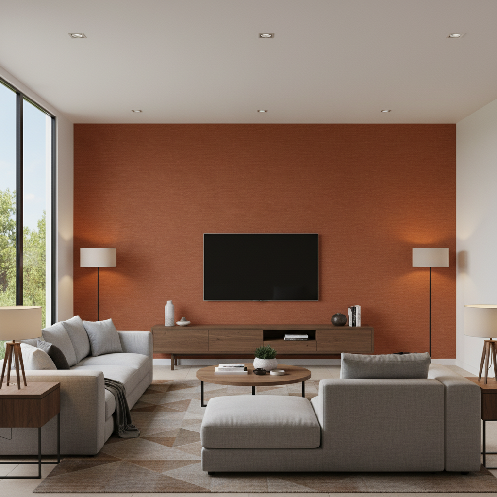 Gemma Velvet - Spice Rust By Lee Jofa | Gemma Performance Velvet | Solid Upholstery Velvet - Living Room Room Setting