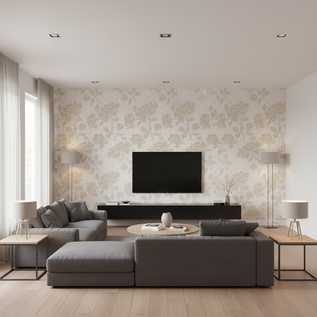 Graciela - Ivory/Beige Beige By Lee Jofa | Aerin Collection 2 |Botanical & Floral  Multipurpose Print - Living Room Room Setting
