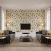 Hollin Print - Peacock Multi By Lee Jofa | Manor House |Botanical & Floral Jacobeans Multipurpose Print - Living Room Room Setting