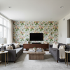 Hollyhock Hdb - White/Pink White By Lee Jofa |  | Botanical & Floral Multipurpose Print - Living Room Room Setting