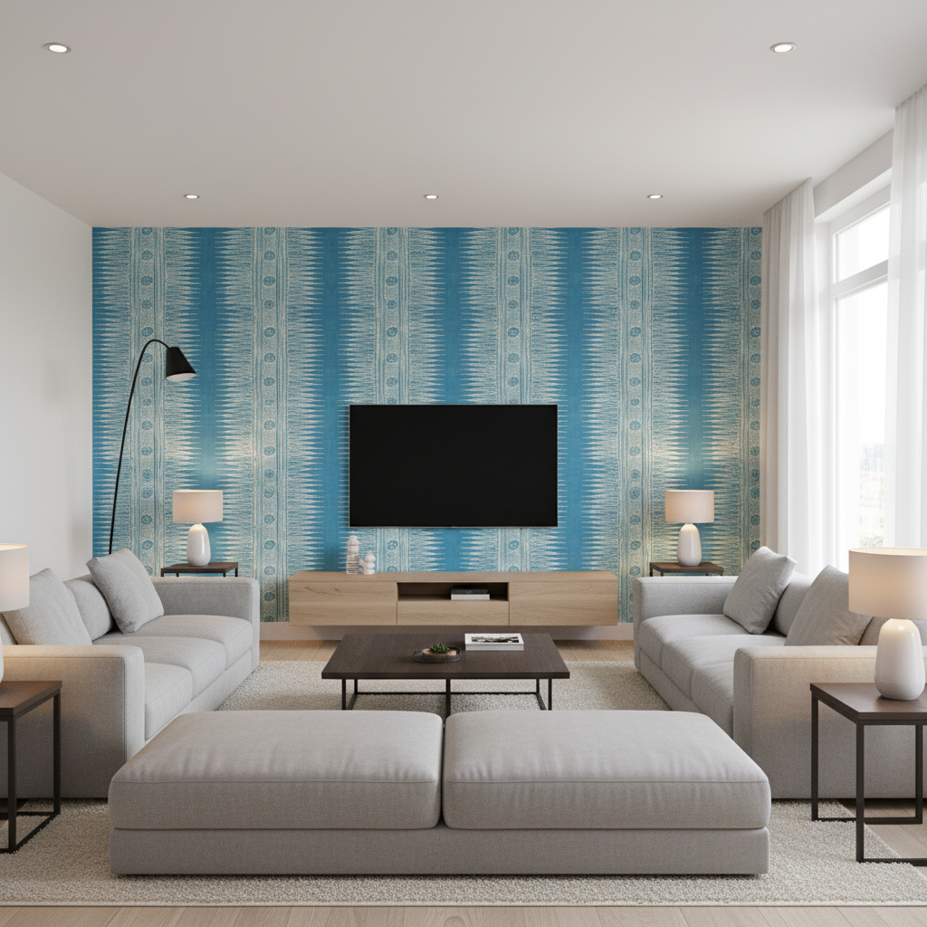 Indian Zag - Marine Blue By Lee Jofa | Suzanne Rheinstein Iii | Global Multipurpose Print - Living Room Room Setting