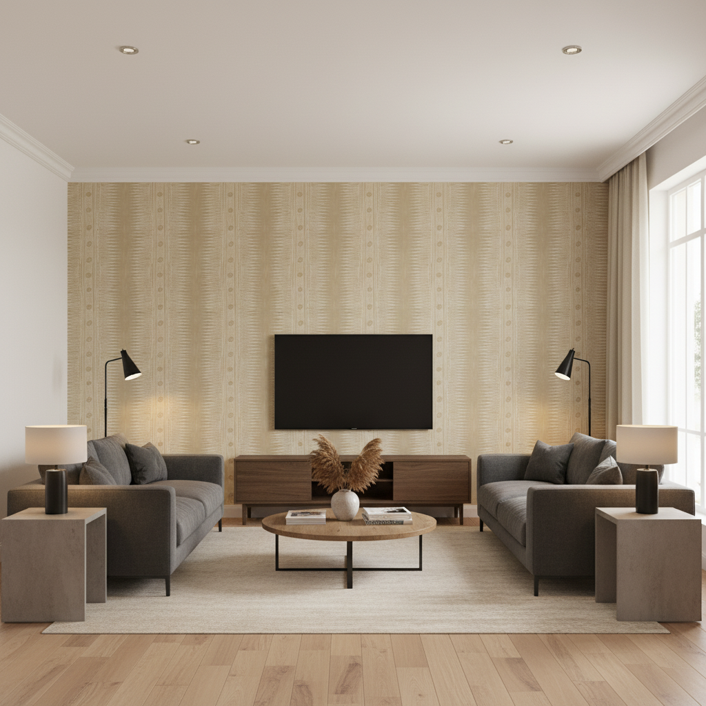 Indian Zag - Taupe Beige By Lee Jofa | Suzanne Rheinstein Iii | Global Multipurpose Print - Living Room Room Setting