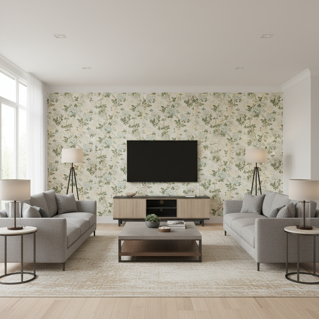 Inisfree - Inlet Turquoise By Lee Jofa | Carrier And Company |Botanical & Floral  Multipurpose Print - Living Room Room Setting
