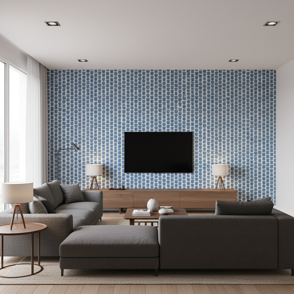 Kaya Ii - Blue Blue By Lee Jofa | Westport | Small Scale Multipurpose Print - Living Room Room Setting