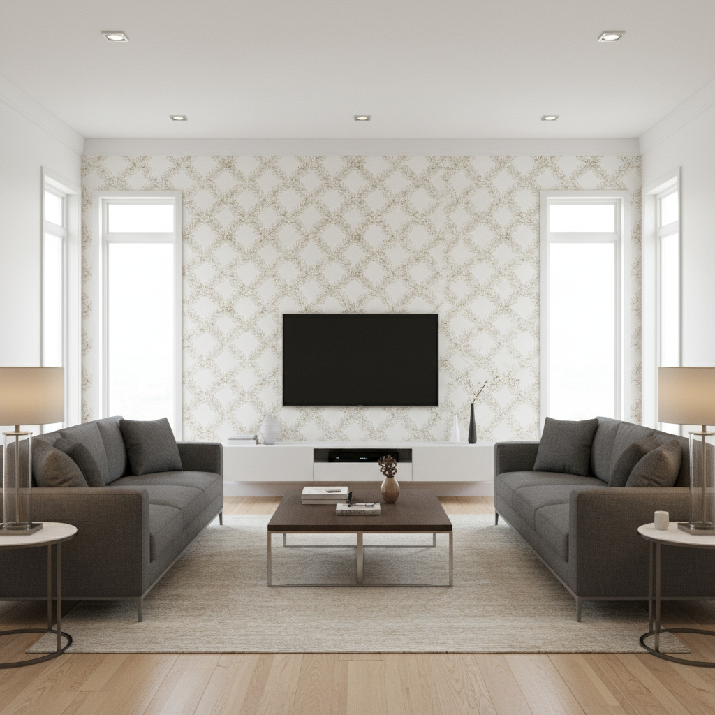 Leaf Trellis - Sage Green By Lee Jofa | Paolo Moschino Fabrics |Botanical & Floral Lattice/Scrollwork Multipurpose Print - Living Room Room Setting