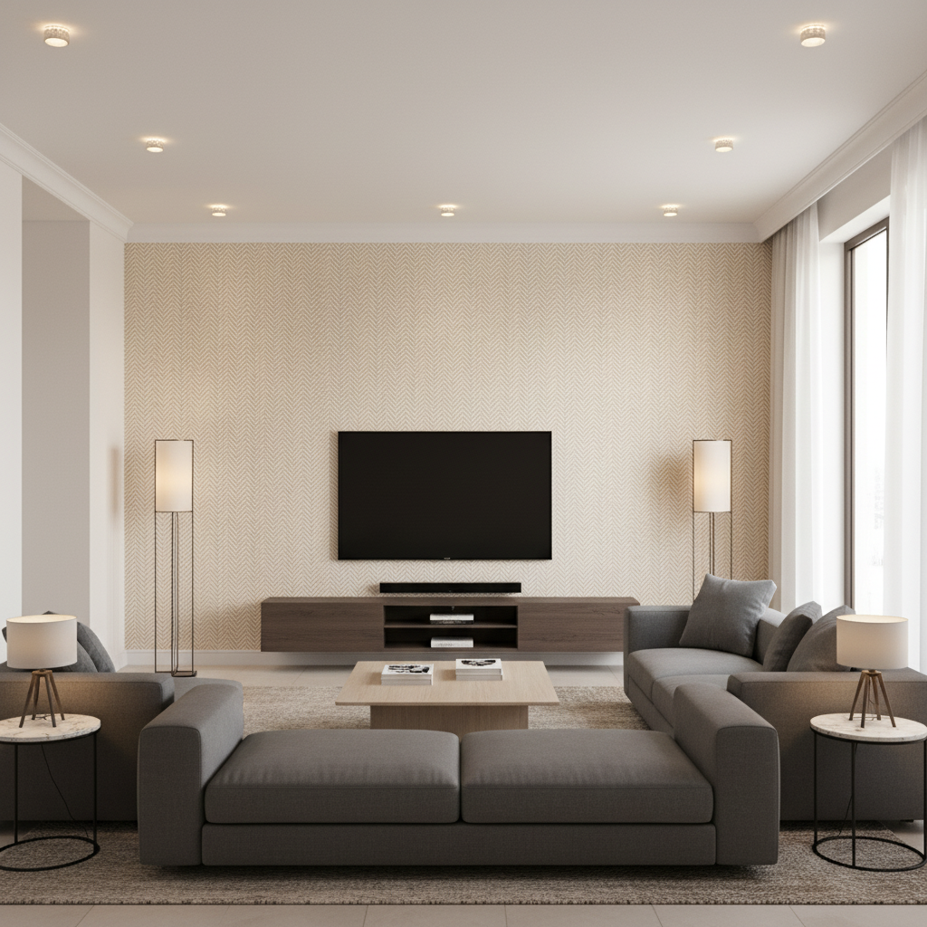 Leon Weave - Sand Beige By Lee Jofa | Triana Weaves |Geometric  Upholstery Chenille - Living Room Room Setting