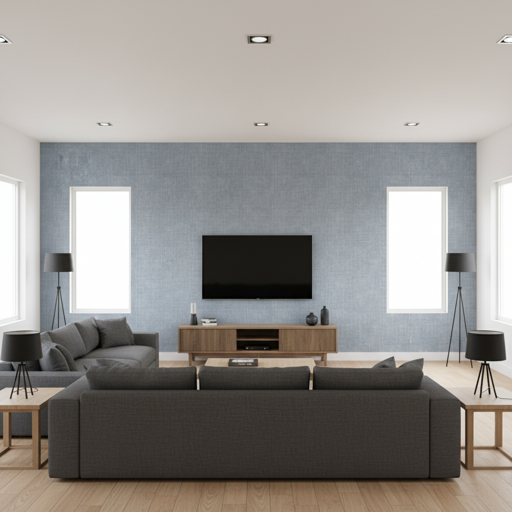 Leuven - Cielo Blue By Lee Jofa | Paolo Moschino Fabrics |Solid Texture Upholstery - Living Room Room Setting