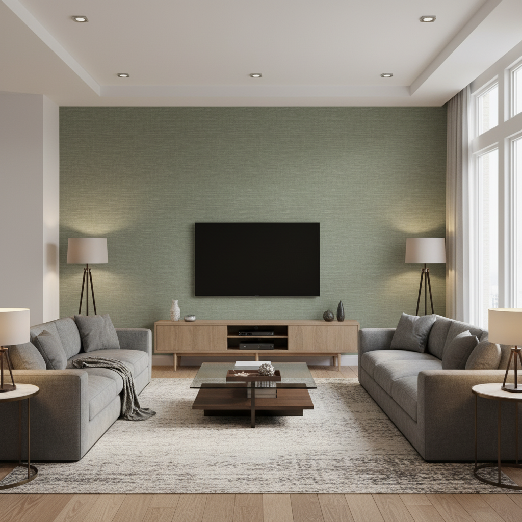 Leuven - Sage Light Green By Lee Jofa | Paolo Moschino Fabrics |Solid Texture Upholstery - Living Room Room Setting