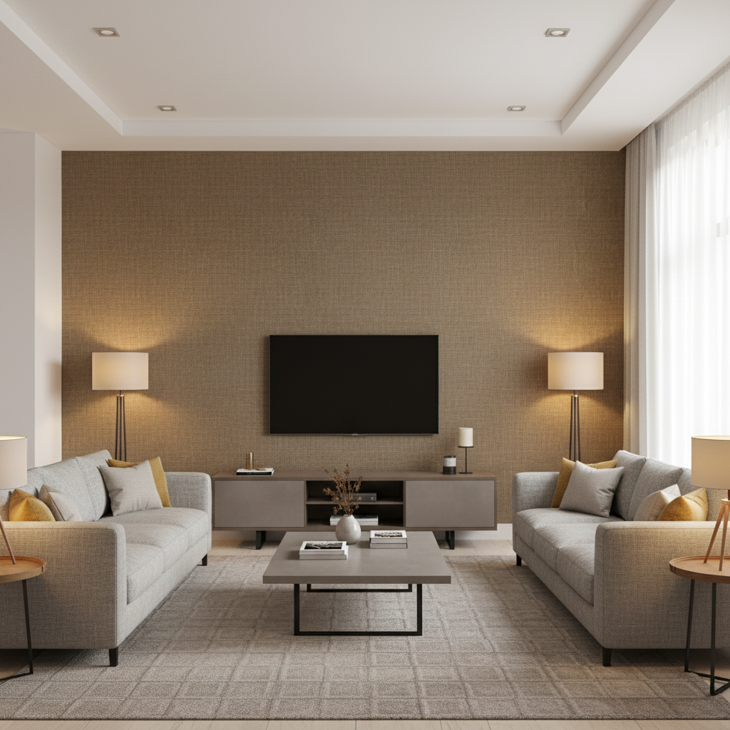 Leuven - Taupe Brown By Lee Jofa | Paolo Moschino Fabrics |Solid Texture Upholstery - Living Room Room Setting