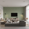 Levens Velvet - Aqua  By Lee Jofa | Harlington Velvets |Modern Plaid / Check Upholstery Velvet - Living Room Room Setting