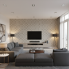 Levens Velvet - Silver Grey By Lee Jofa | Harlington Velvets |Modern Plaid / Check Upholstery Velvet - Living Room Room Setting