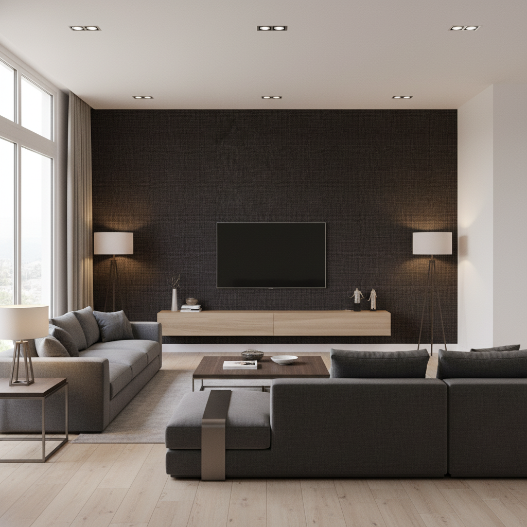 Lille Linen -  Coffee Bean Brown By Lee Jofa | Perfect Plains | Solid Multipurpose - Living Room Room Setting
