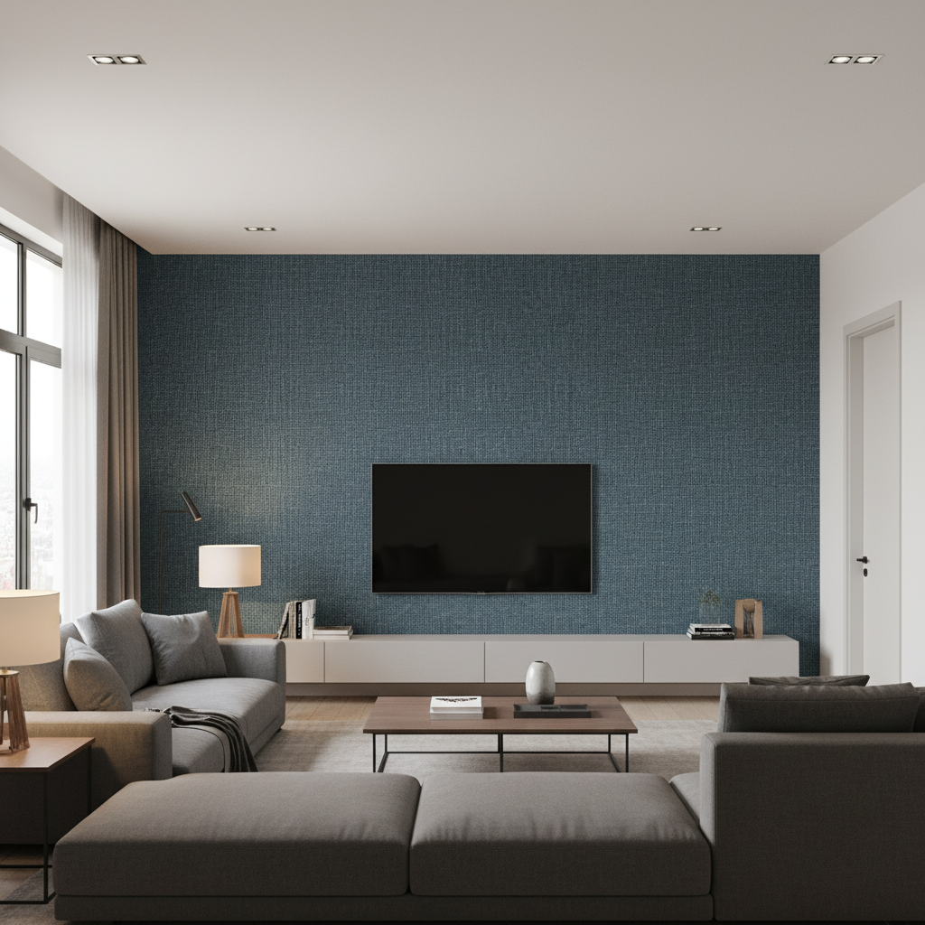 Lille Linen -  Sea Blue Blue By Lee Jofa | Gis | Solid Multipurpose - Living Room Room Setting