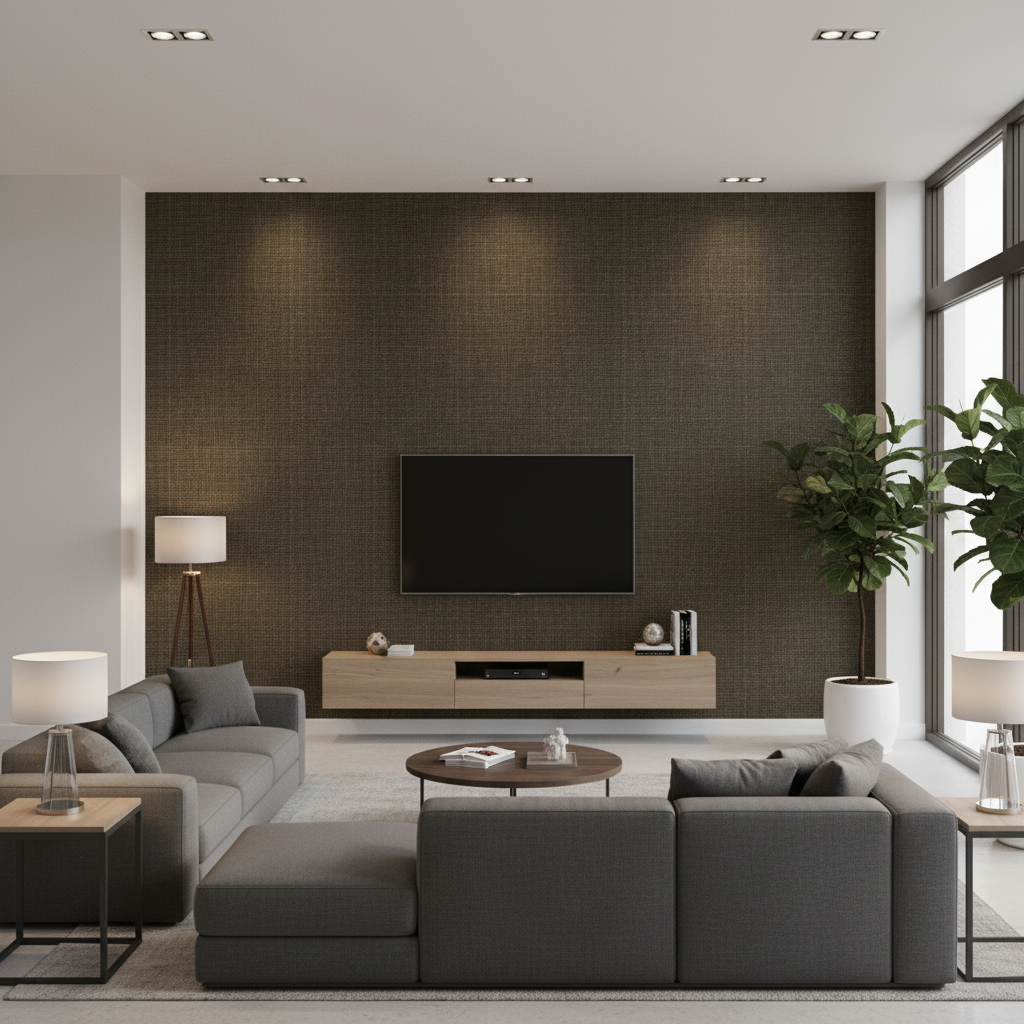 Lille Linen - Acorn Taupe By Lee Jofa | Perfect Plains | Solid Multipurpose - Living Room Room Setting