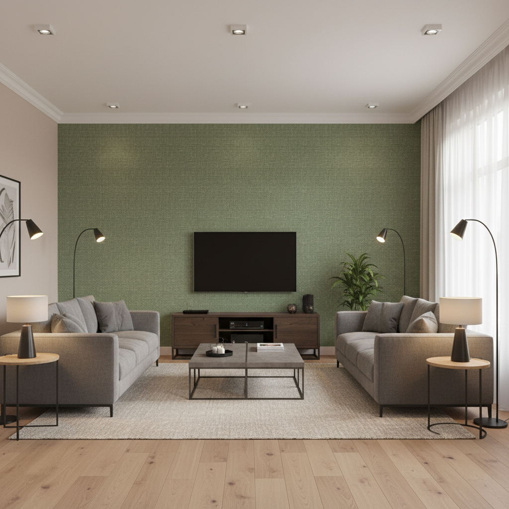 Lille Linen - Kelly Green Green By Lee Jofa | Perfect Plains | Solid Multipurpose - Living Room Room Setting