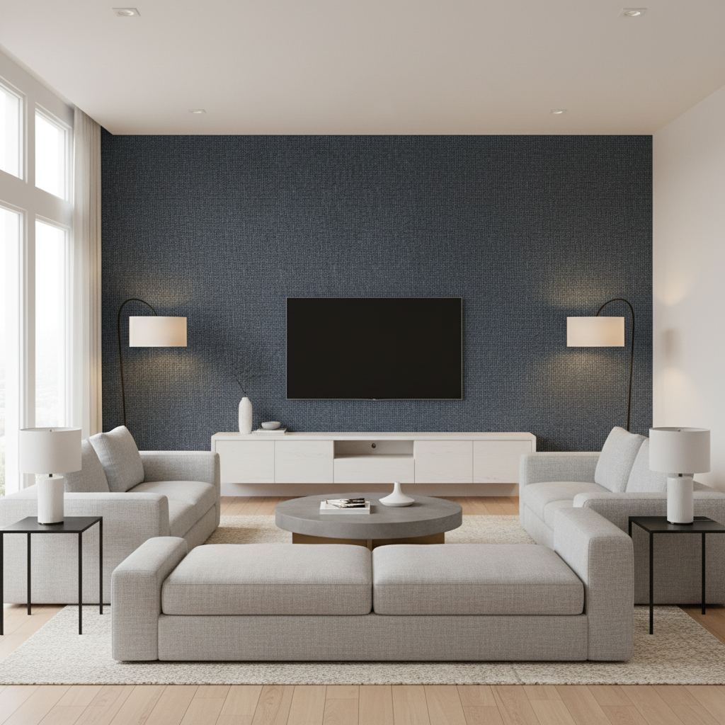 Lille Linen - Midgnight Dark Blue By Lee Jofa | Gis | Solid Multipurpose - Living Room Room Setting