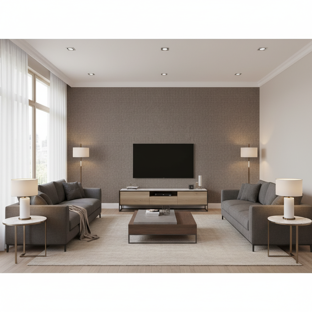Lille Linen - Pewter Beige By Lee Jofa | Gis | Solid Multipurpose - Living Room Room Setting