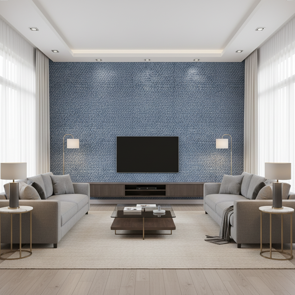 Lonsdale - Blue Blue By Lee Jofa | Furness Weaves | Texture Upholstery - Living Room Room Setting