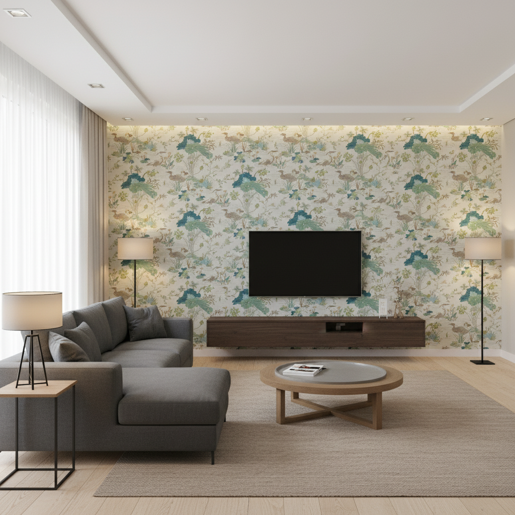 Luzon Print - Jade Multi By Lee Jofa | Mindoro |Botanical & Floral Animal/Insects Multipurpose Print - Living Room Room Setting