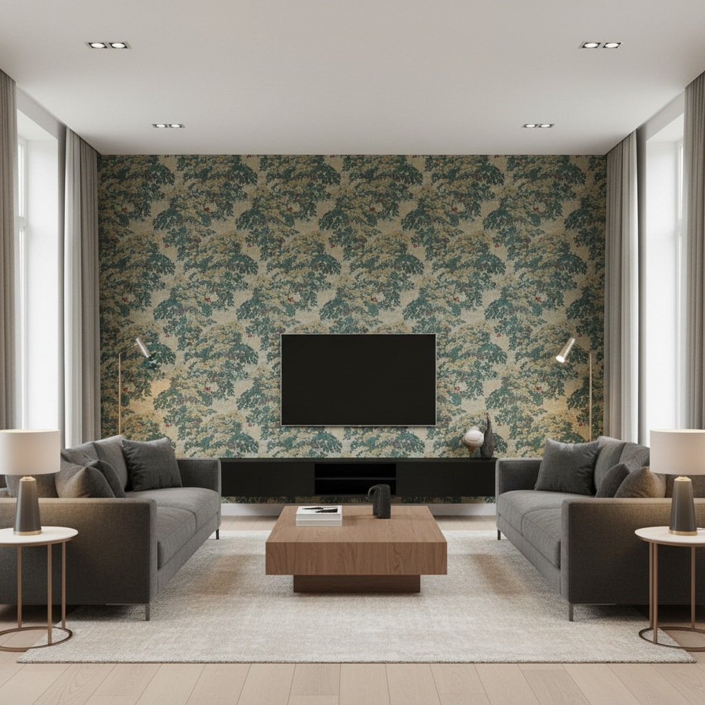Mansfield Linen - Larkspu Beige By Lee Jofa | Royal Oak Collection |Botanical & Floral  Upholstery Tapestry - Living Room Room Setting