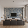 Marion Print - Indigo Blue By Lee Jofa | Breckenridge |Botanical & Floral  Multipurpose Print - Living Room Room Setting