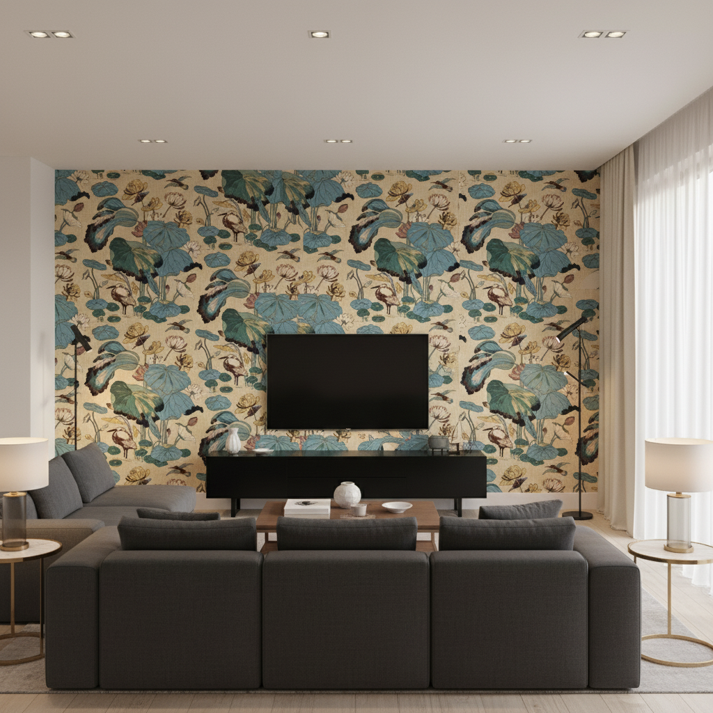 Nympheus Print - Straw  By Lee Jofa | Perennia |  Multipurpose Print - Living Room Room Setting