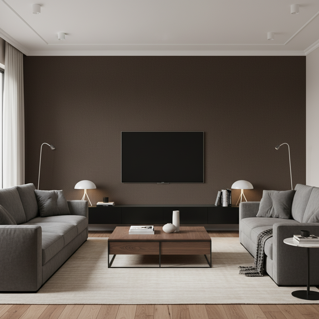 Oxford Velvet - Chocolate Espresso By Lee Jofa |  |Solid Texture Upholstery Velvet - Living Room Room Setting