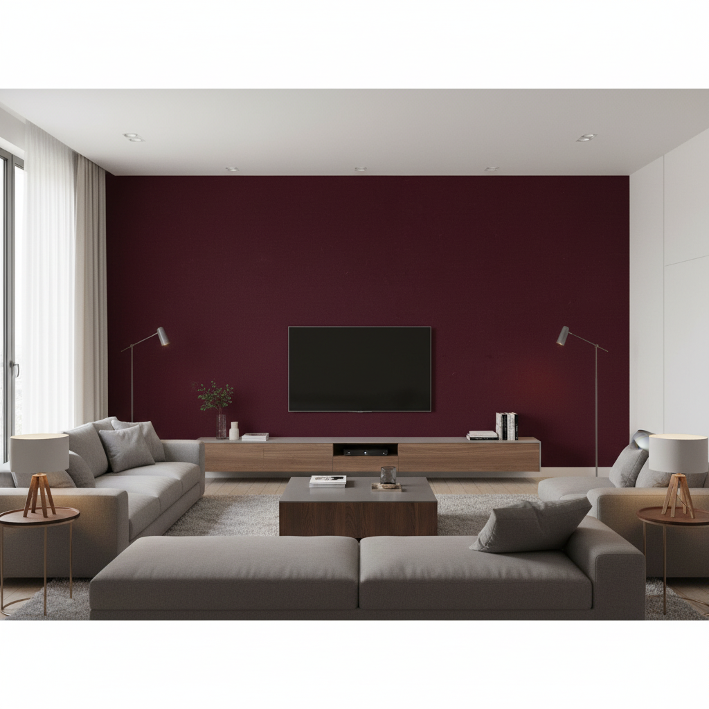 Oxford Velvet - Cranberry Burgundy/Red By Lee Jofa |  |Solid Texture Upholstery Velvet - Living Room Room Setting