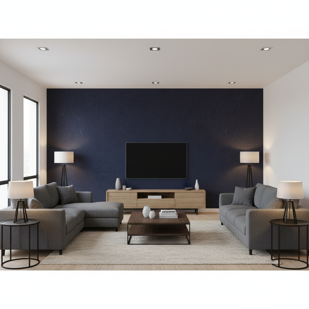 Oxford Velvet - Royal Blue By Lee Jofa |  |Solid Texture Upholstery Velvet - Living Room Room Setting