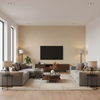 Oxford Velvet - Sand Beige By Lee Jofa |  |Solid Texture Upholstery Velvet - Living Room Room Setting
