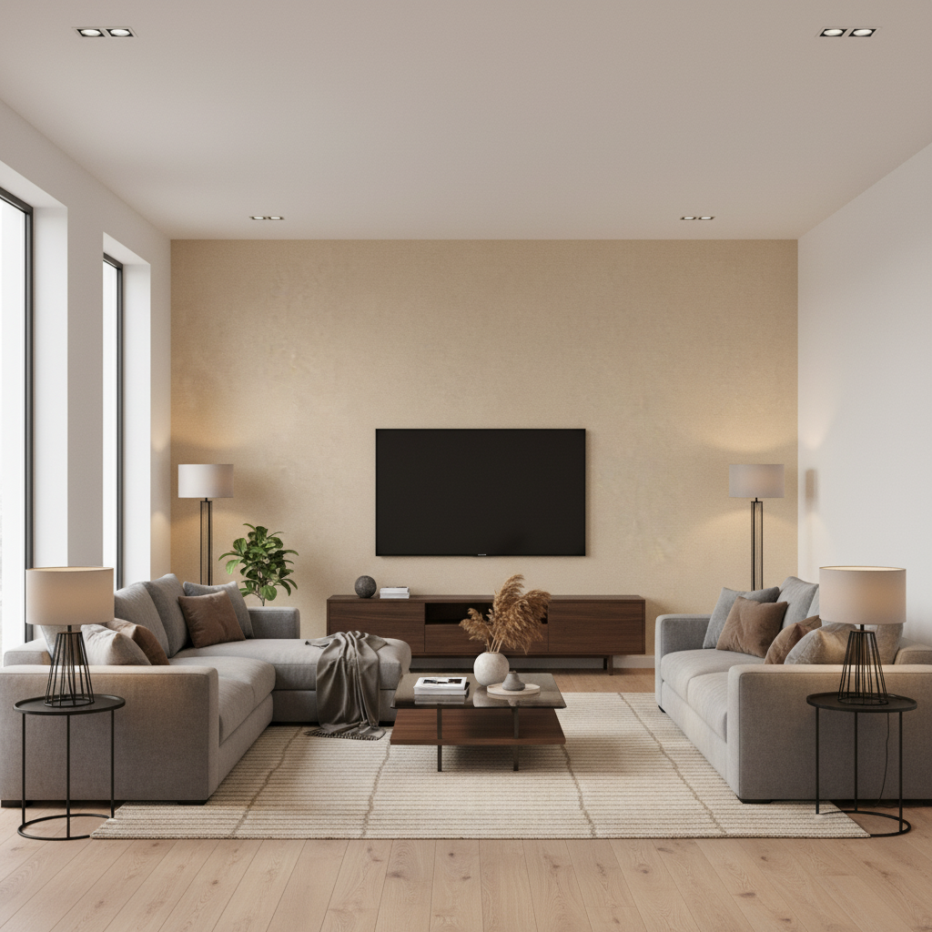 Oxford Velvet - Sand Beige By Lee Jofa |  |Solid Texture Upholstery Velvet - Living Room Room Setting