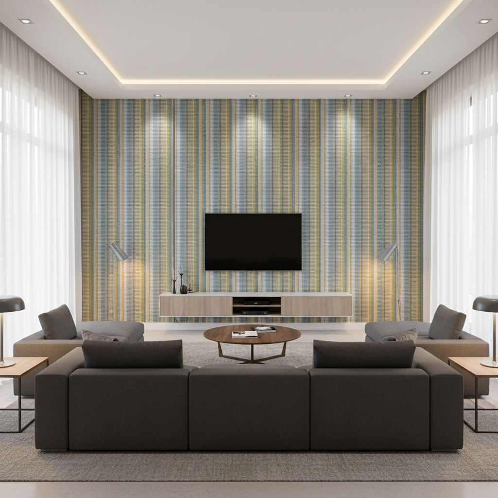 Picket - Multi/Lakeland Turquoise By Lee Jofa | Carrier And Company | Geometric Upholstery Velvet - Living Room Room Setting