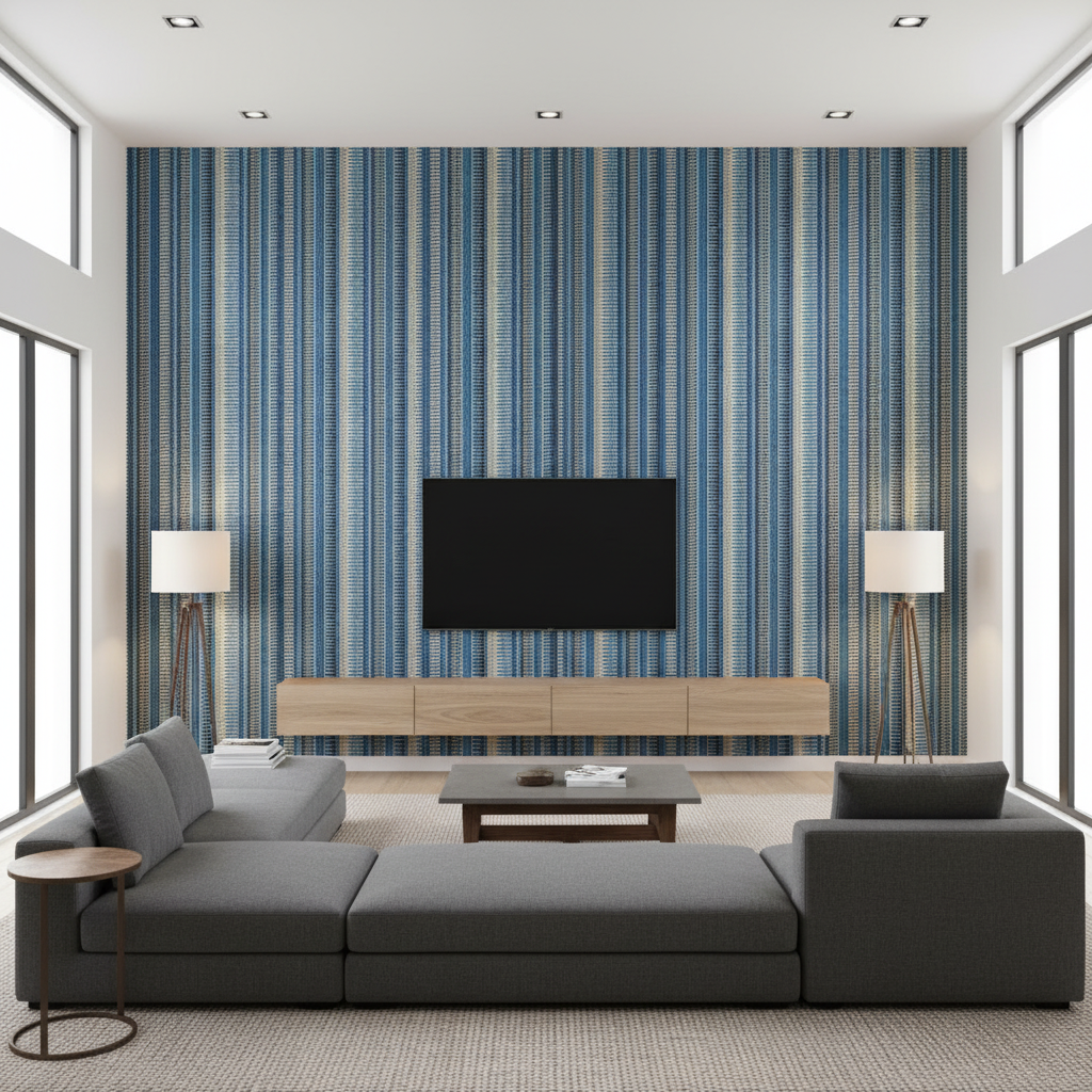 Picket - Night Sky Blue By Lee Jofa | Carrier And Company | Geometric Upholstery Velvet - Living Room Room Setting