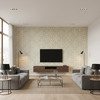 Prado Weave - Moss Green By Lee Jofa | Triana Weaves |Geometric Lattice/Scrollwork Upholstery - Living Room Room Setting
