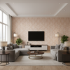 Prado Weave - Petal Pink By Lee Jofa | Triana Weaves |Geometric Lattice/Scrollwork Upholstery - Living Room Room Setting
