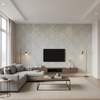 Prado Weave - Sky Light Blue By Lee Jofa | Triana Weaves |Geometric Lattice/Scrollwork Upholstery - Living Room Room Setting