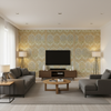 Sameera - Sapphire/Gold Multi By Lee Jofa | Oscar De La Renta Iii |Botanical & Floral Global Multipurpose Print - Living Room Room Setting