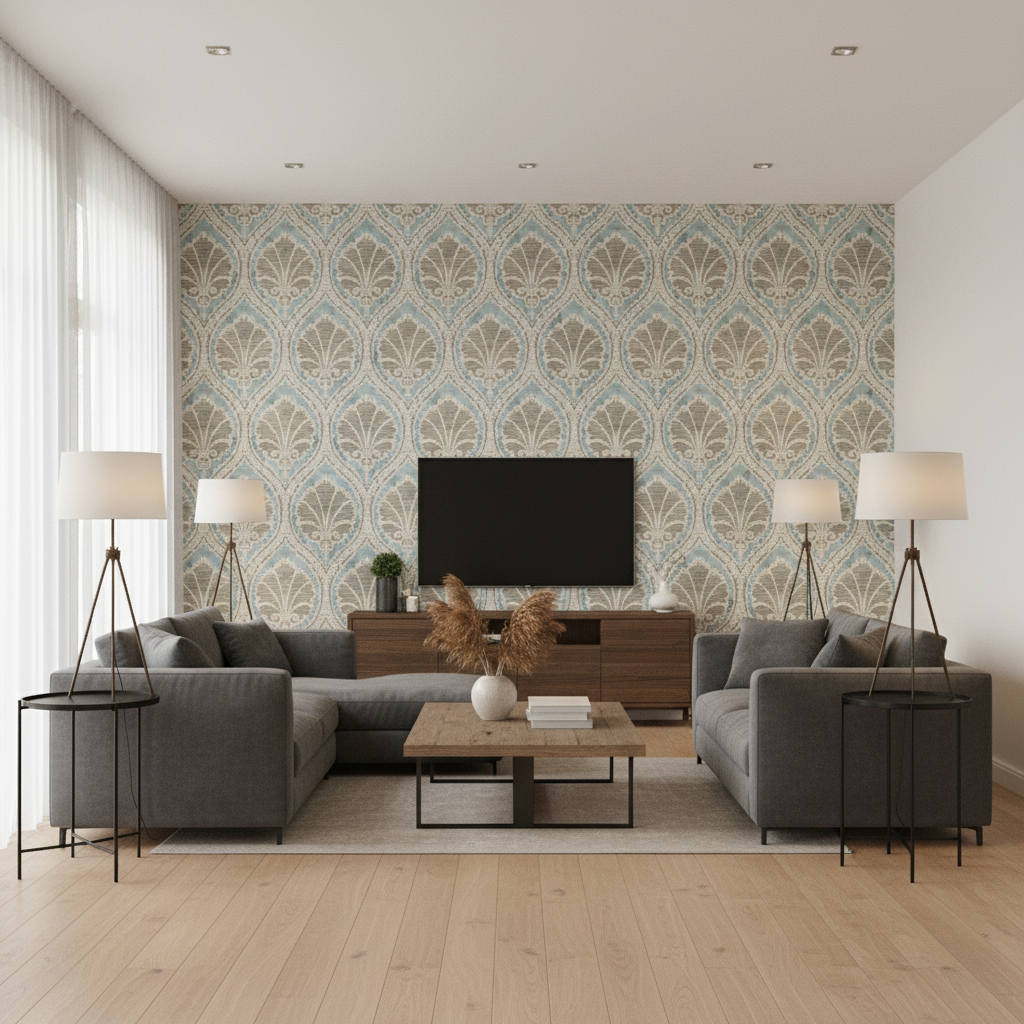 Seville Weave - Sky/Aqua Light Blue By Lee Jofa | Triana Weaves |Damask Texture Upholstery - Living Room Room Setting